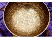 Flower of Life Carved Large Singing Bowl- Master Healing Himalayan bowl
