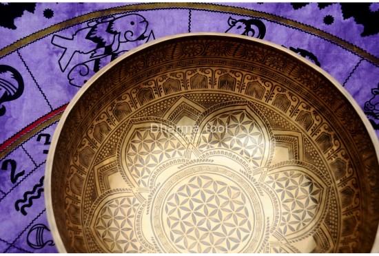 Flower of Life Carved Large Singing Bowl- Master Healing Himalayan bowl