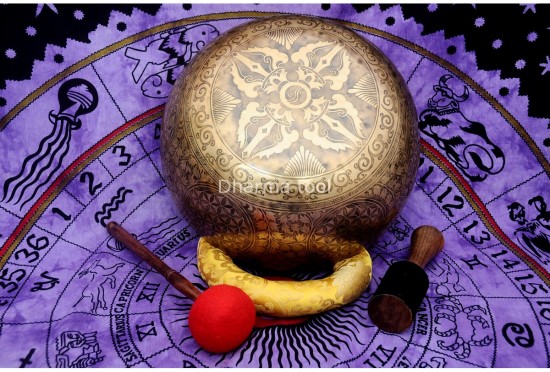 Flower of Life Carved Large Singing Bowl- Master Healing Himalayan bowl