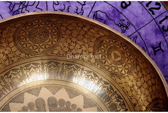 Buddha Foot Engraved Large Tibetan Singing Bowl-Extra large Master Healing Yoga bowl