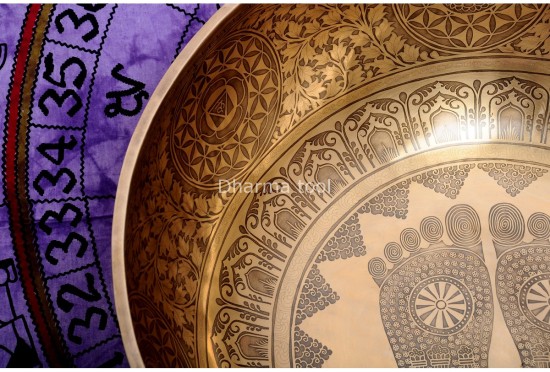 Buddha Foot Engraved Large Tibetan Singing Bowl-Extra large Master Healing Yoga bowl