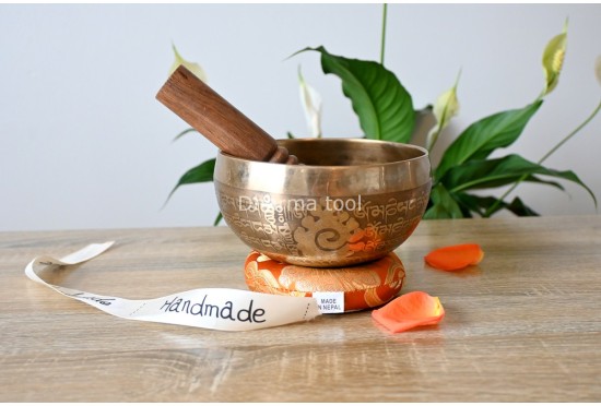 6-Inch Diameter Hand-Etched Tibetan Singing Bowl – Mantra Blessed Meditation Bowl