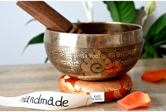 6-Inch Diameter Hand-Etched Tibetan Singing Bowl – Mantra Blessed Meditation Bowl