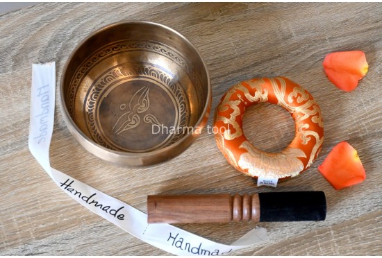 6-Inch Diameter Hand-Etched Tibetan Singing Bowl – Mantra Blessed Meditation Bowl