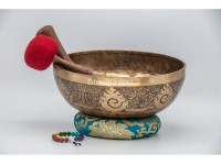 Tibetan Conch Singing Bowl with Ashtamangala & Lotus Mantra Mandala