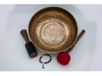 Tibetan Conch Singing Bowl with Ashtamangala & Lotus Mantra Mandala