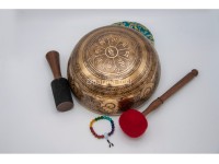 Tibetan Conch Singing Bowl with Ashtamangala & Lotus Mantra Mandala