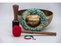 Tibetan Conch Singing Bowl with Ashtamangala & Lotus Mantra Mandala