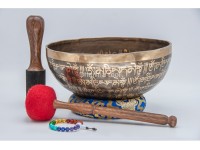 Buddha Eyes Tibetan Singing Bowl with Full Tibetan Mantra & Endless Knot