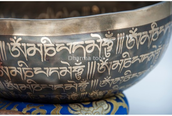 Buddha Eyes Tibetan Singing Bowl with Full Tibetan Mantra & Endless Knot