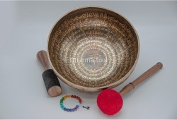 Buddha Eyes Tibetan Singing Bowl with Full Tibetan Mantra & Endless Knot