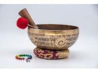 Double Dorje Tibetan Singing Bowl with Tibetan Mantra & Conch Symbol