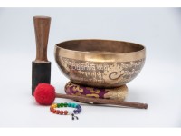 Double Dorje Tibetan Singing Bowl with Tibetan Mantra & Conch Symbol