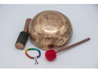 Double Dorje Tibetan Singing Bowl with Tibetan Mantra & Conch Symbol