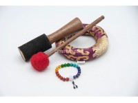 Double Dorje Tibetan Singing Bowl with Tibetan Mantra & Conch Symbol