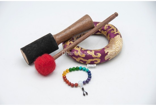 Double Dorje Tibetan Singing Bowl with Tibetan Mantra & Conch Symbol