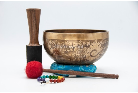 Buddha Eyes Tibetan Singing Bowl with Tibetan Mantra & Mantra Chakra Mandala