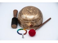 Buddha Eyes Tibetan Singing Bowl with Tibetan Mantra & Mantra Chakra Mandala