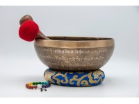 Tibetan Om Singing Bowl with Full Tibetan Mantra & Double Dorje Symbol