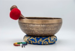 Tibetan Om Singing Bowl with Full Tibetan Mantra & Double Dorje Symbol
