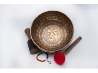 Tibetan Om Singing Bowl with Full Tibetan Mantra & Double Dorje Symbol