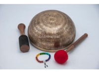 Tibetan Om Singing Bowl with Full Tibetan Mantra & Double Dorje Symbol