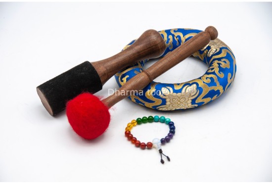 Tibetan Om Singing Bowl with Full Tibetan Mantra & Double Dorje Symbol