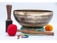 Lotus Flower Tibetan Singing Bowl with Tibetan Mantra & Mantra Mandala