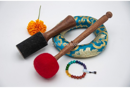 Lotus Flower Tibetan Singing Bowl with Tibetan Mantra & Mantra Mandala