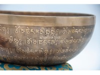 Lotus Flower Tibetan Singing Bowl with Tibetan Mantra & Tibetan Conch Symbol