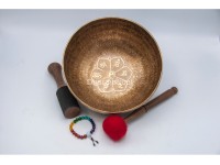 Lotus Flower Tibetan Singing Bowl with Tibetan Mantra & Tibetan Conch Symbol