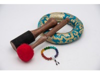 Lotus Flower Tibetan Singing Bowl with Tibetan Mantra & Tibetan Conch Symbol