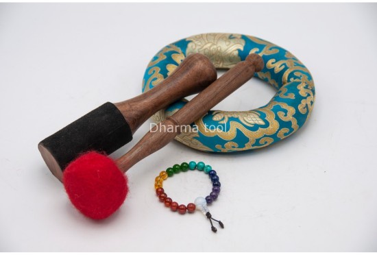 Lotus Flower Tibetan Singing Bowl with Tibetan Mantra & Tibetan Conch Symbol