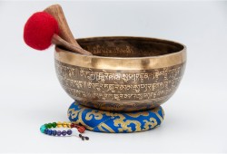 Green Tara Tibetan Singing Bowl with Tibetan Mantra & Mantra Mandala Base