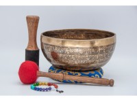 Green Tara Tibetan Singing Bowl with Tibetan Mantra & Mantra Mandala Base