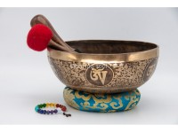 Premium Buddha Tibetan Singing Bowl with Tibetan Mantra & Flower of Life Design