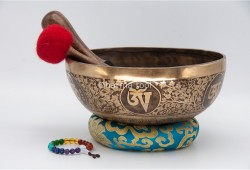 Premium Buddha Tibetan Singing Bowl with Tibetan Mantra & Flower of Life Design