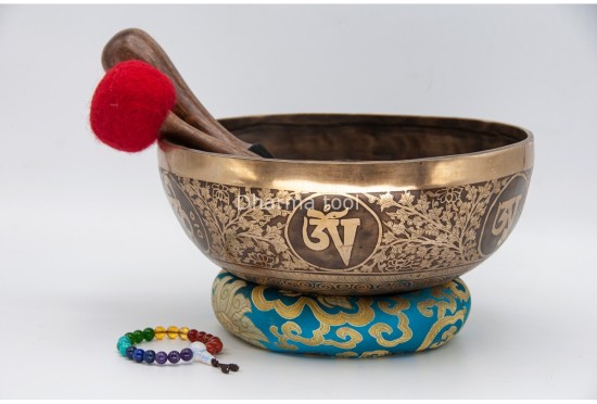 Premium Buddha Tibetan Singing Bowl with Tibetan Mantra & Flower of Life Design