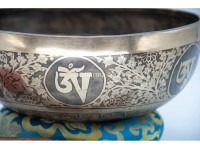 Premium Buddha Tibetan Singing Bowl with Tibetan Mantra & Flower of Life Design