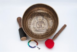 Premium Buddha Tibetan Singing Bowl with Tibetan Mantra & Flower of Life Design