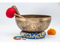 Hindu Om Tibetan Singing Bowl with Full Om Etching