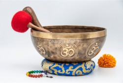 Hindu Om Tibetan Singing Bowl with Full Om Etching