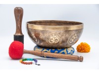 Hindu Om Tibetan Singing Bowl with Full Om Etching
