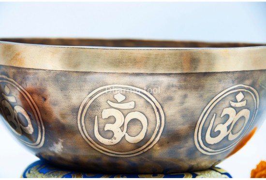 Hindu Om Tibetan Singing Bowl with Full Om Etching