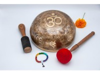 Hindu Om Tibetan Singing Bowl with Full Om Etching