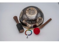 Chakra Symbol Etched Tibetan Singing Bowl – 7 Chakra Symbols Around – Note-Selected Chakra Center