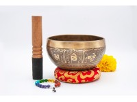 Dharma Chakra Tibetan Singing Bowl with Tibetan Mantra & Buddha Eyes Symbol