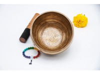 Dharma Chakra Tibetan Singing Bowl with Tibetan Mantra & Buddha Eyes Symbol