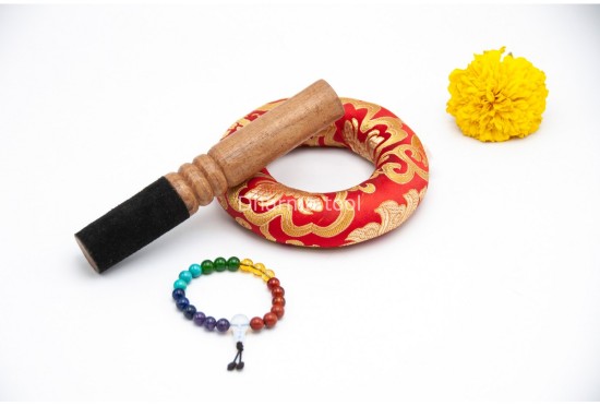 Dharma Chakra Tibetan Singing Bowl with Tibetan Mantra & Buddha Eyes Symbol