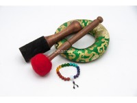 Tibetan Mantra Focus Singing Bowl with Double Dorje & Buddha Eyes